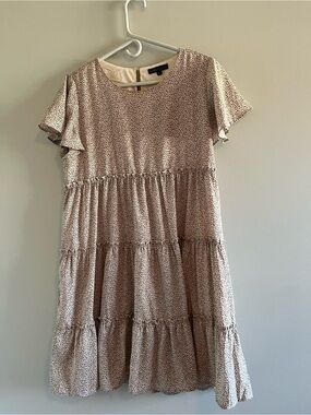 Wishlist Apparel Leopard Cream and Brown Tiered Mini Dress